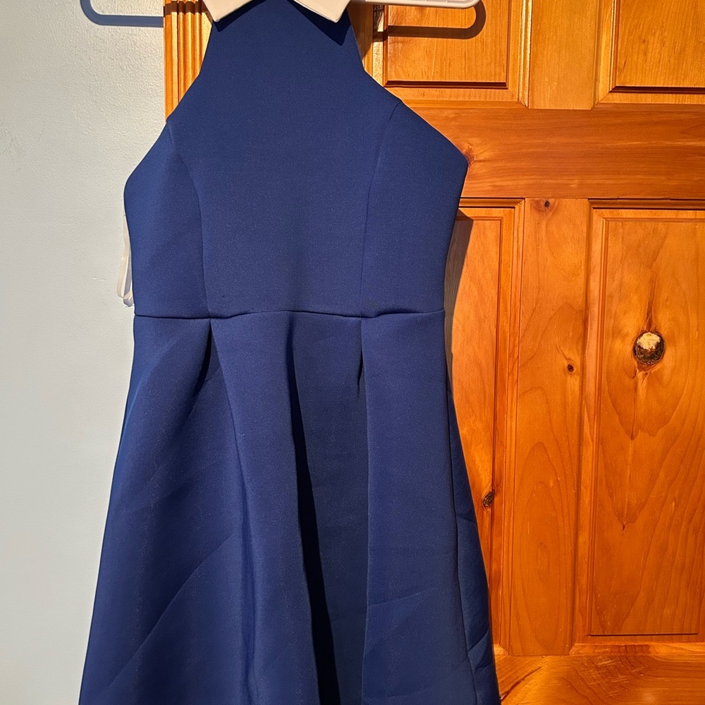 Blue Sleeveless Halter A-Line Dress